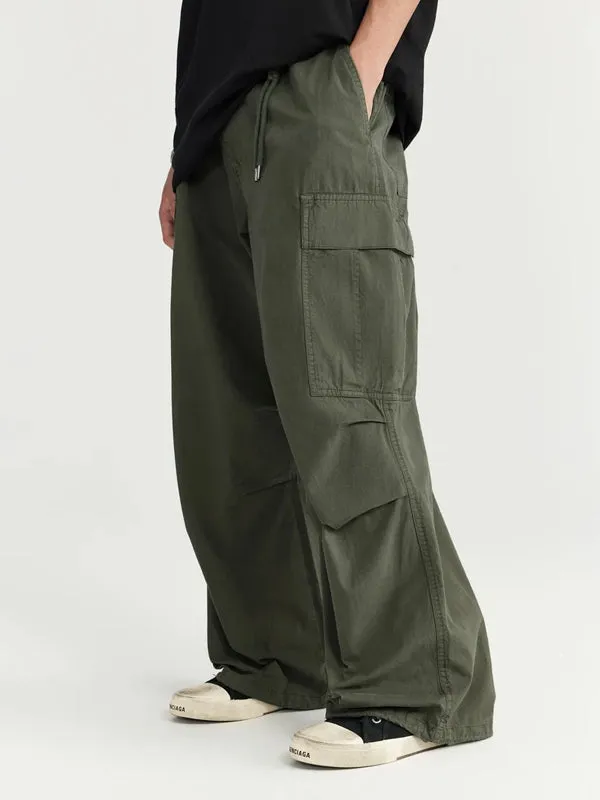 Cargo Pants with Knotted Deco Ring in Army Green Color