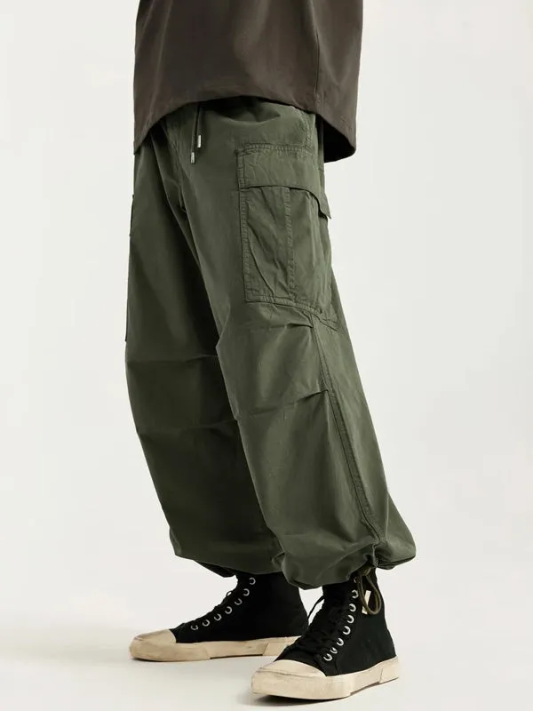 Cargo Pants with Knotted Deco Ring in Army Green Color