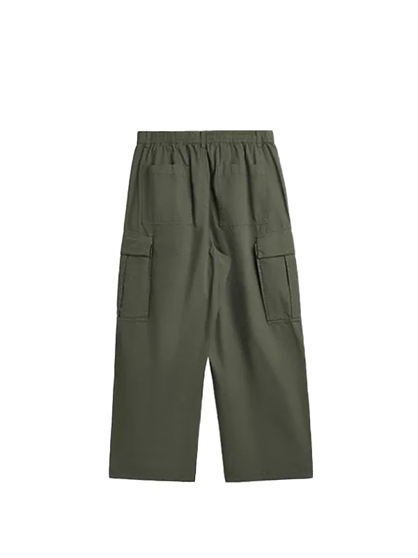 Cargo Pants with Knotted Deco Ring in Army Green Color