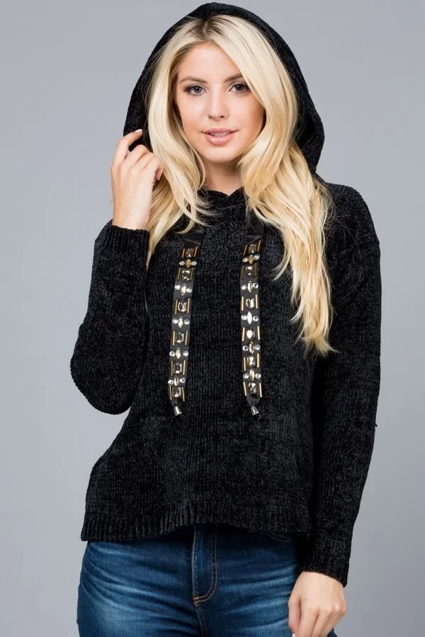 Carolina Nights Stone Detail Hooded Sweater