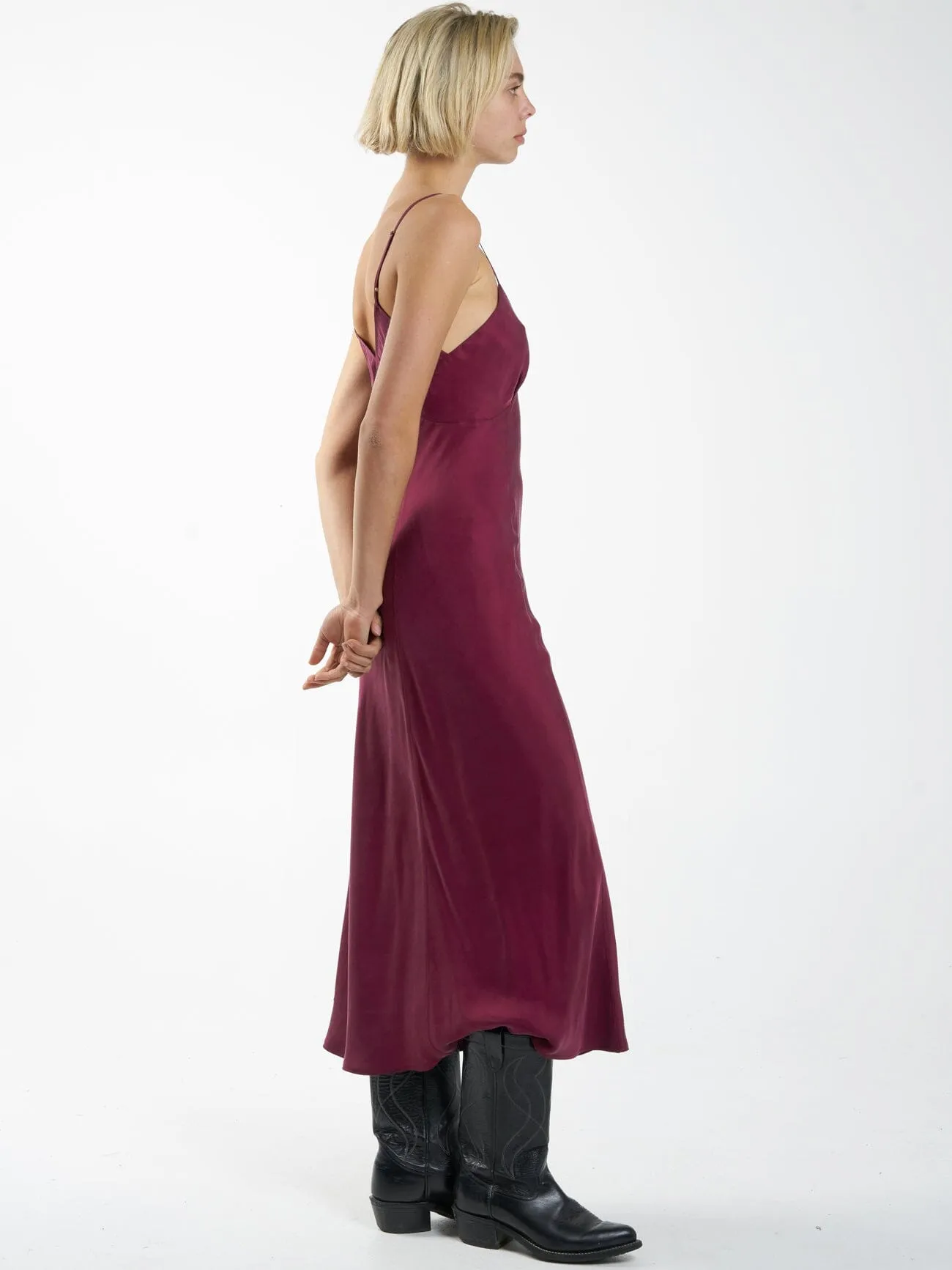 Chelsea Full Length Slip Dress - Wine