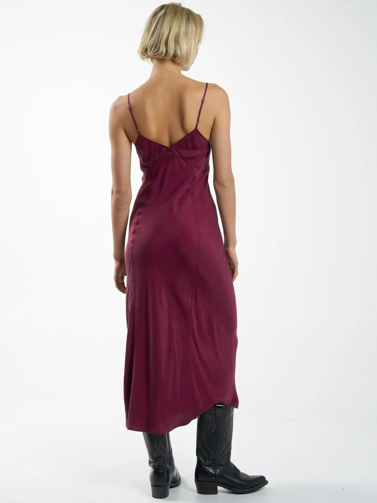 Chelsea Full Length Slip Dress - Wine