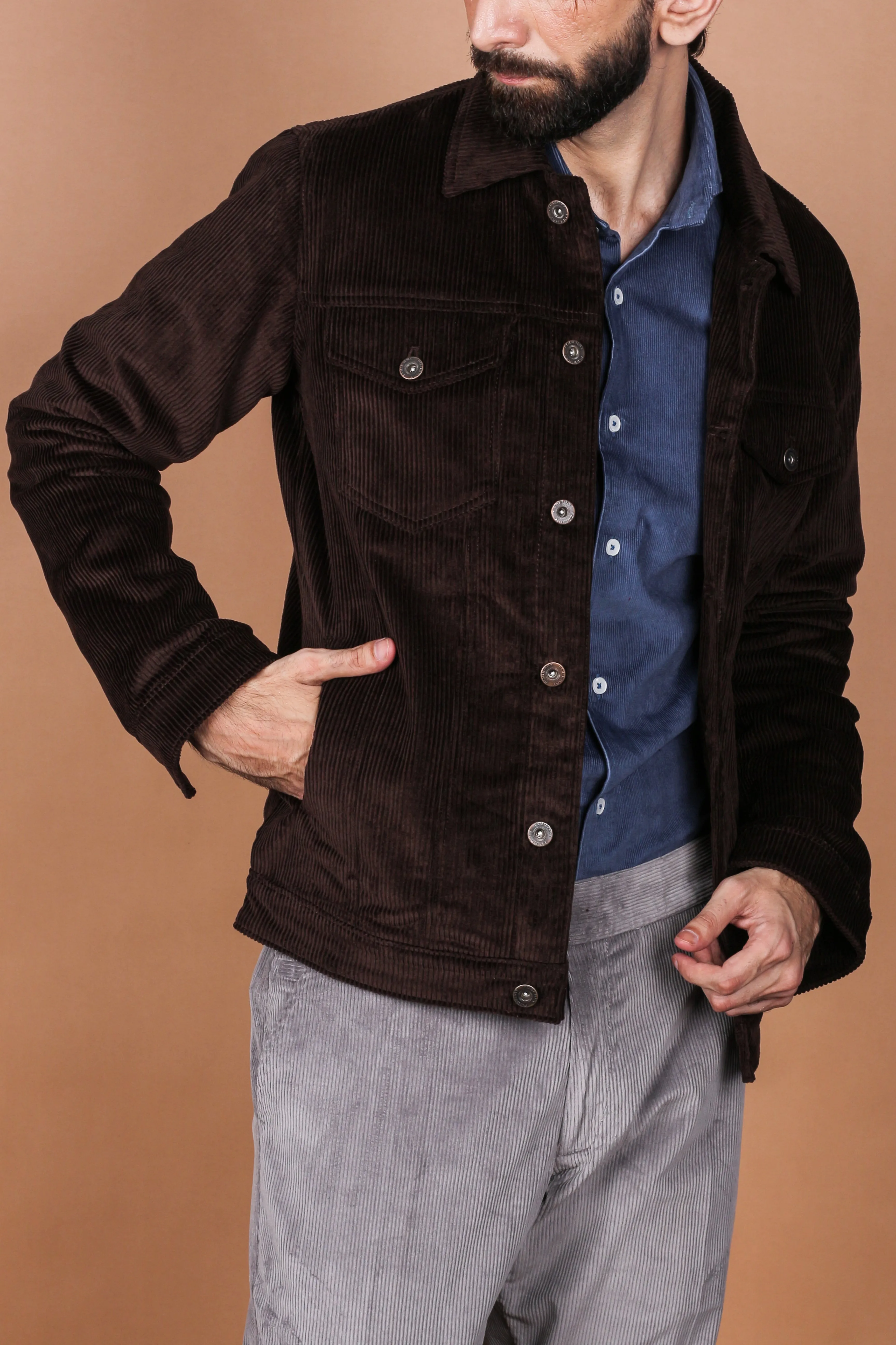 Chocolate Brown Wide Wale Corduroy Jacket