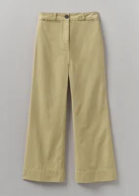 Cotton Canvas Kick Flare Trousers | Shale Stone