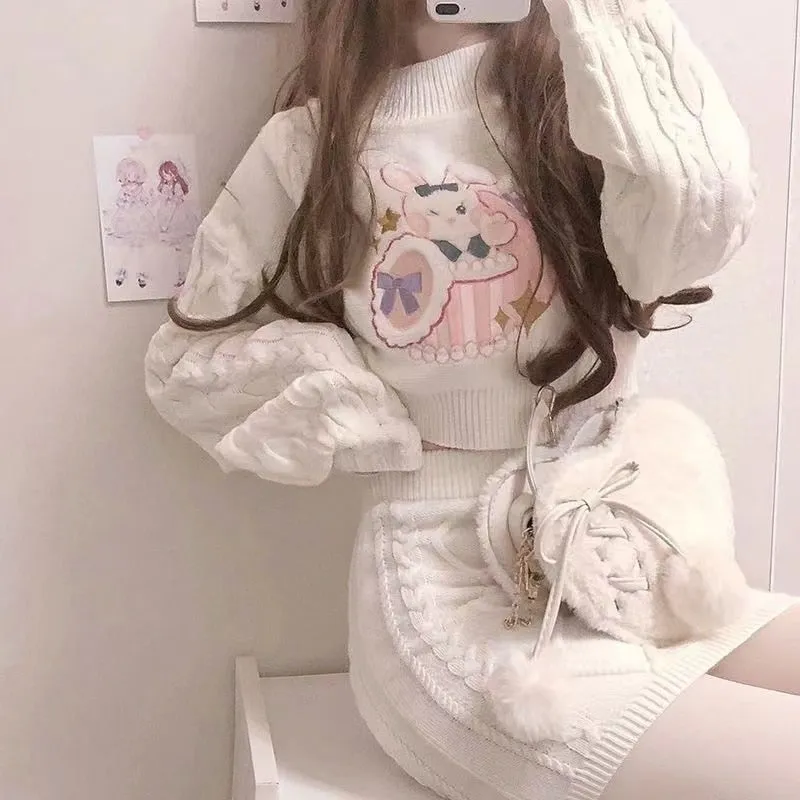 Cozy Knit Bunny Matching Set