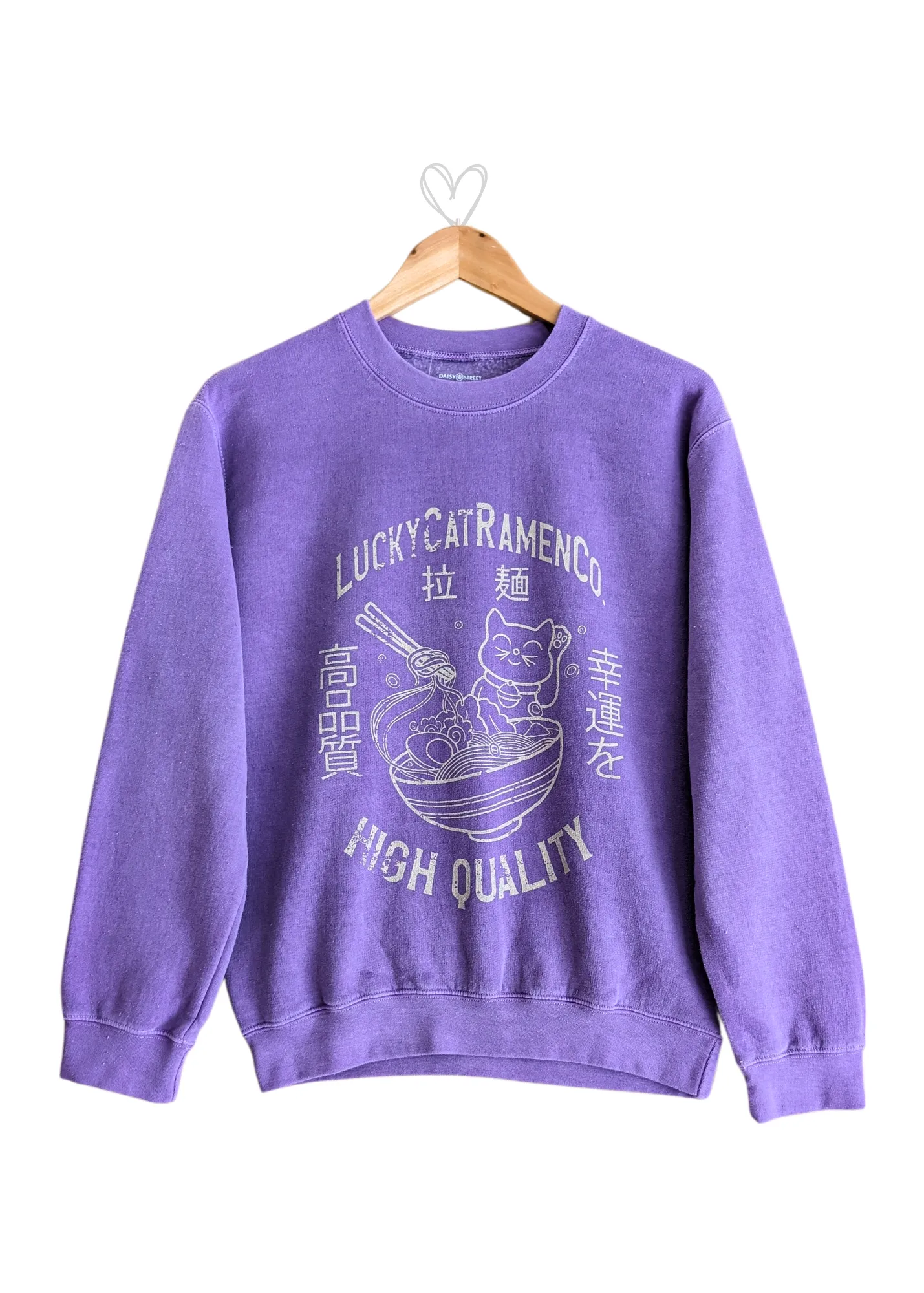 Daisy Street - Purple Lucky Cat Ramen Noodles Sweater