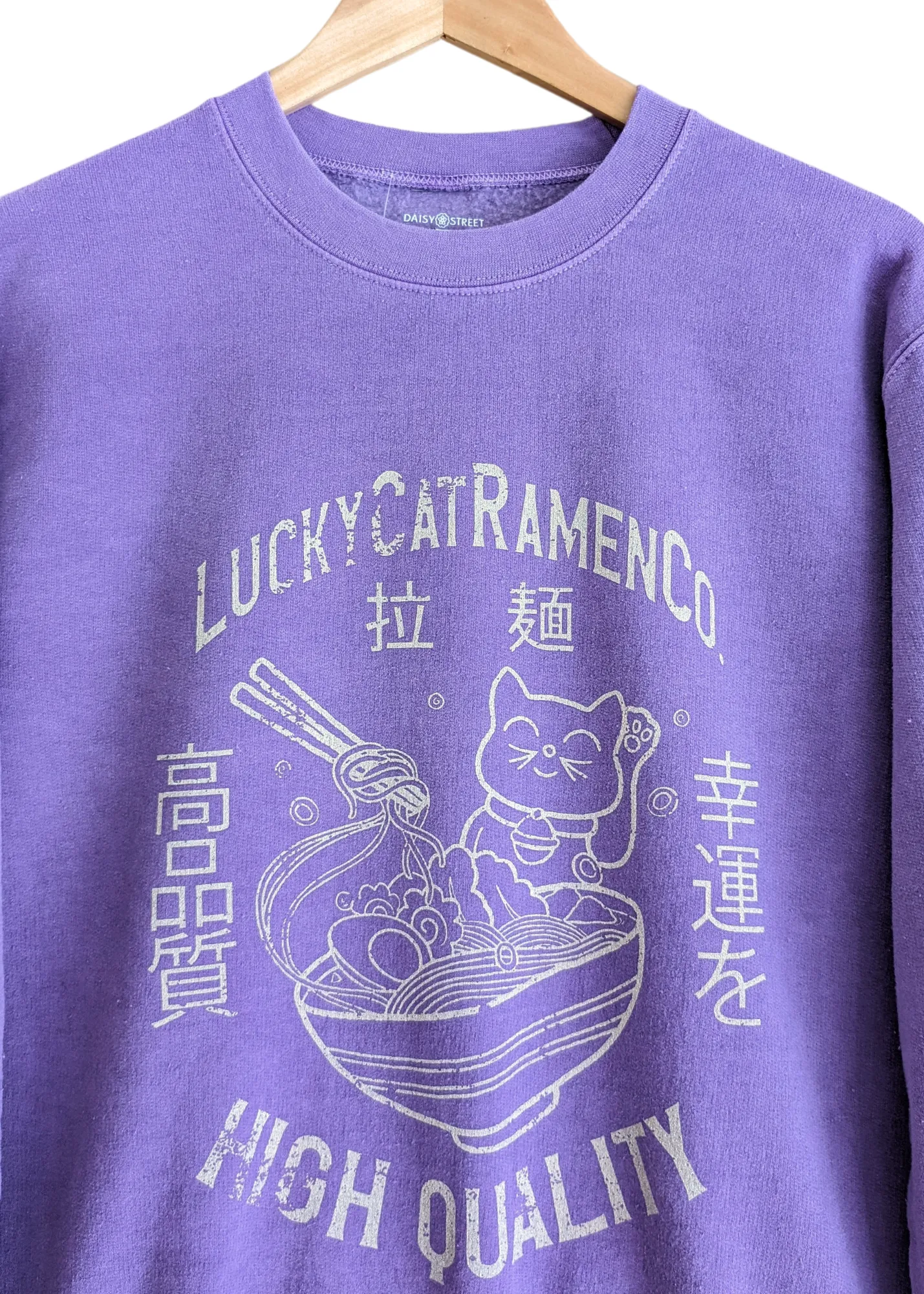 Daisy Street - Purple Lucky Cat Ramen Noodles Sweater