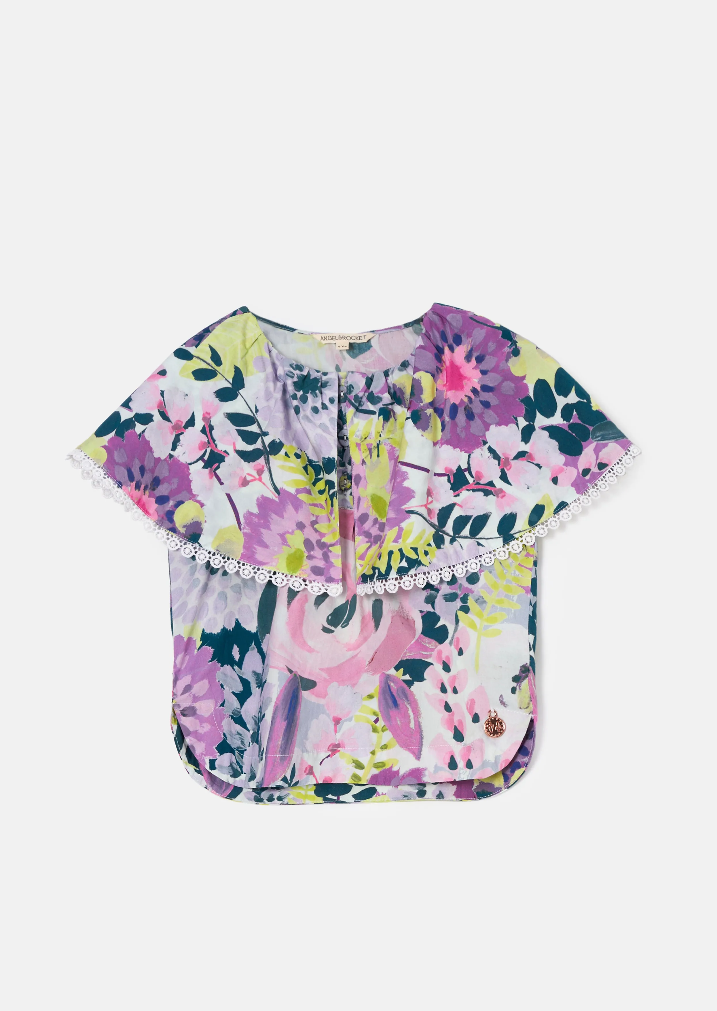 Darcy Lavender Print Collar Top