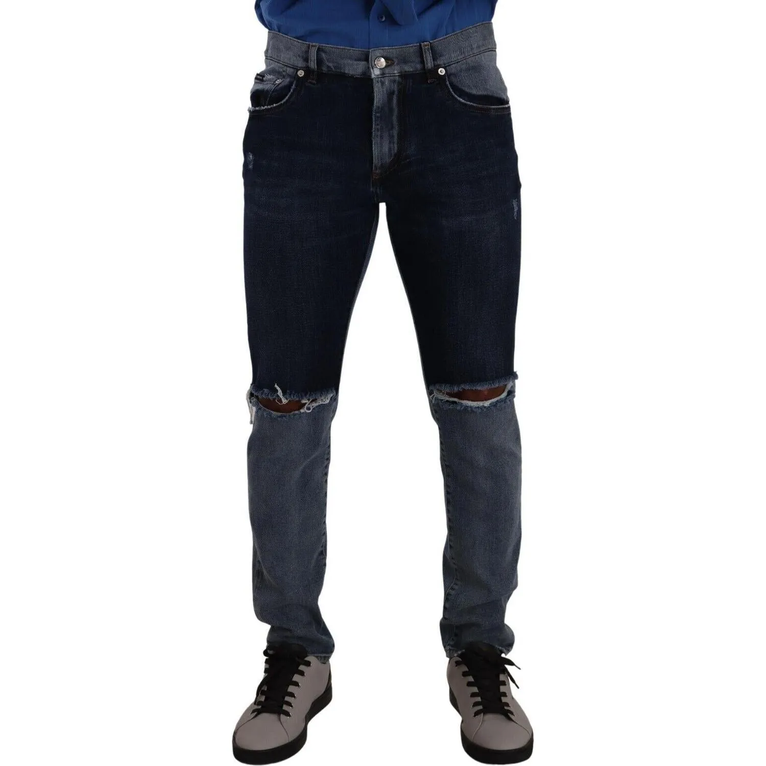 Dolce & Gabbana Chic Slim Fit Tattered Denim