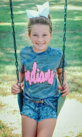 Double Stacked Cursive Team Shirt - Leopard and Sequins