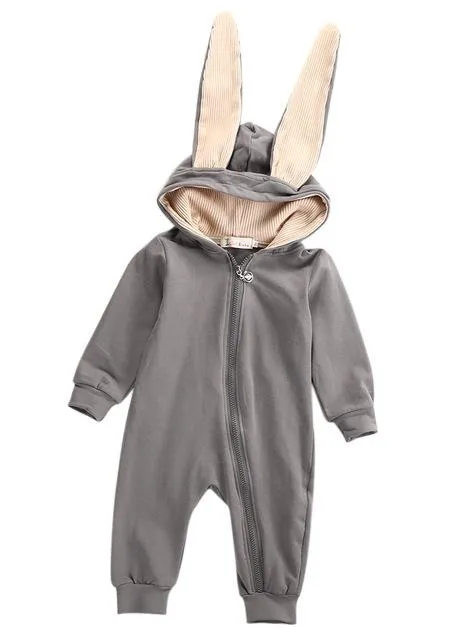 Ear gray rabbit  Romper Jumpsuit