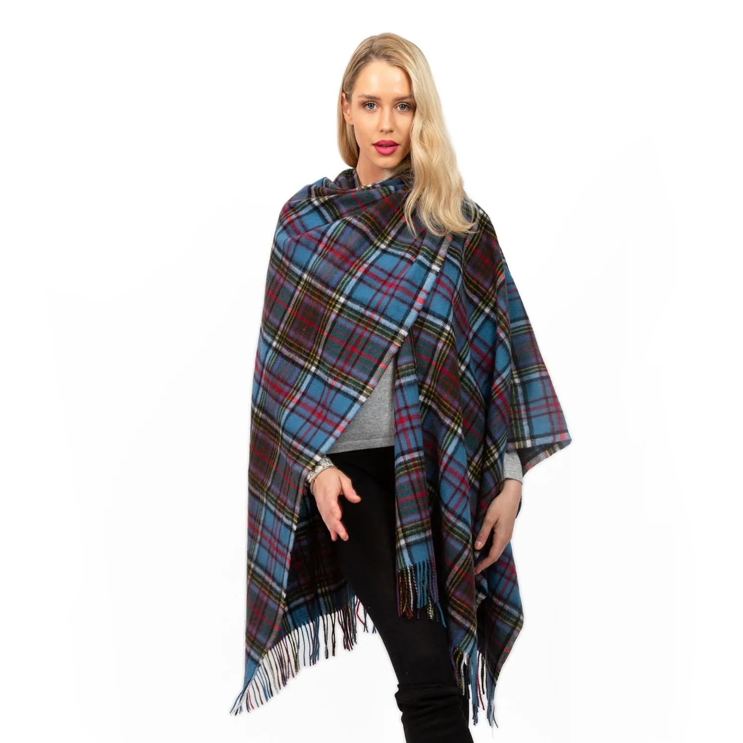 Edinburgh Lambswool Long Tartan Cape Royal Stewart Vintage Pink Royal Stewart Vintage Pink