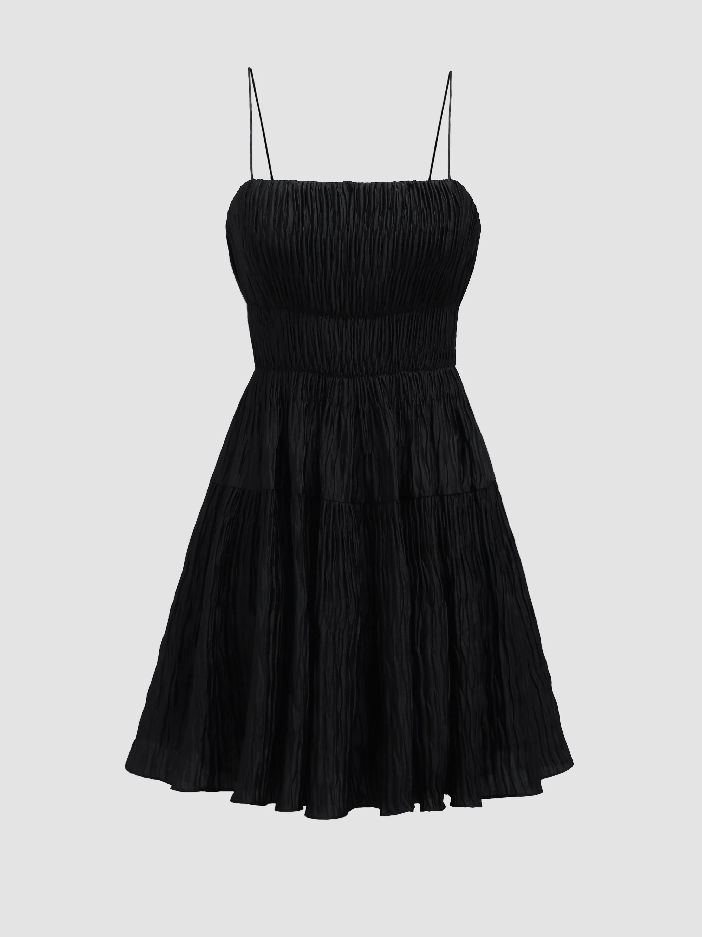 Elegant Textured Spaghetti Strap Midi Dress