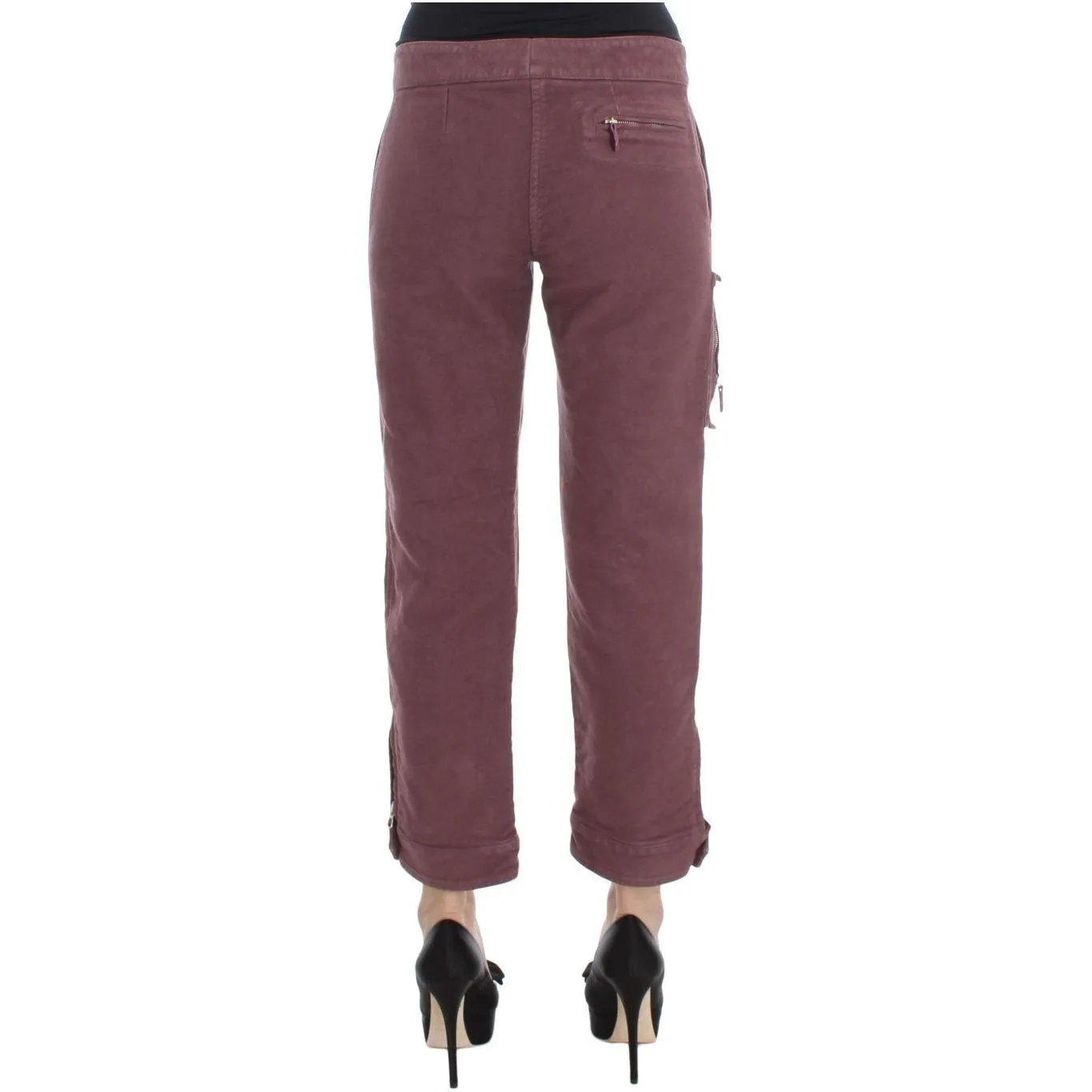 Ermanno Scervino Chic Bordeaux Capri Cropped Cargo Pants