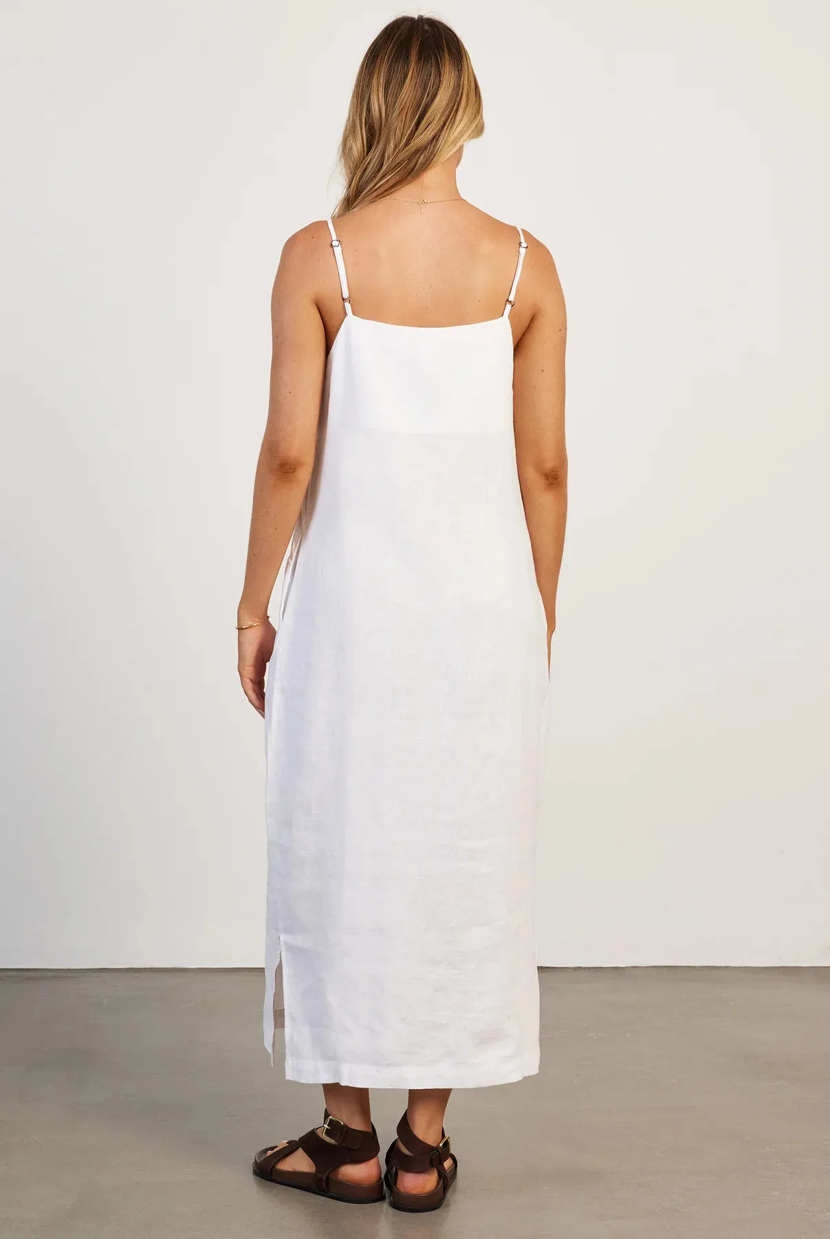 Essential Linen Slip Dress in White