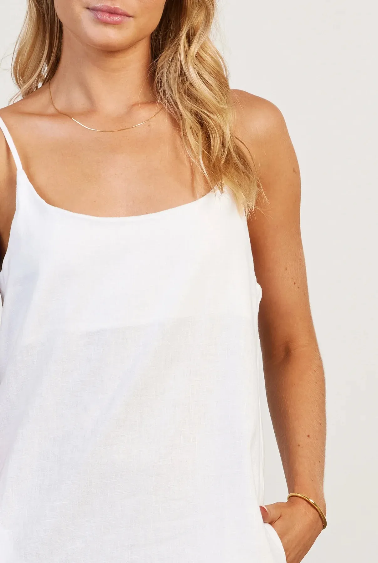 Essential Linen Slip Dress in White