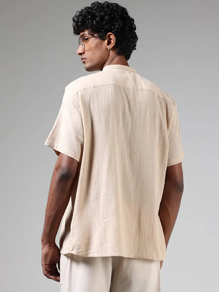 ETA Beige Crinkled Cotton Resort-Fit Shirt