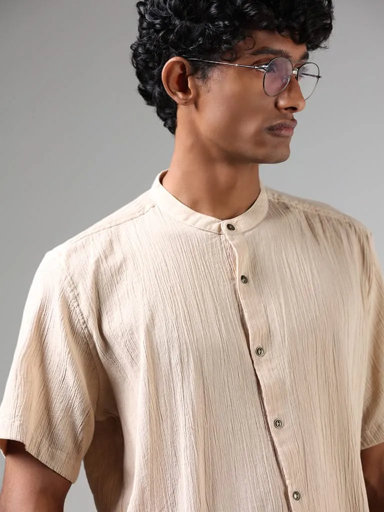 ETA Beige Crinkled Cotton Resort-Fit Shirt