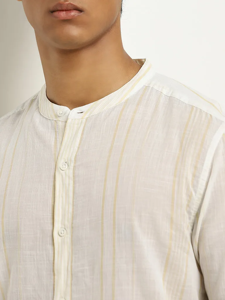 ETA Light Yellow Striped Resort-Fit Cotton Shirt