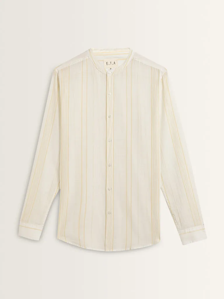 ETA Light Yellow Striped Resort-Fit Cotton Shirt