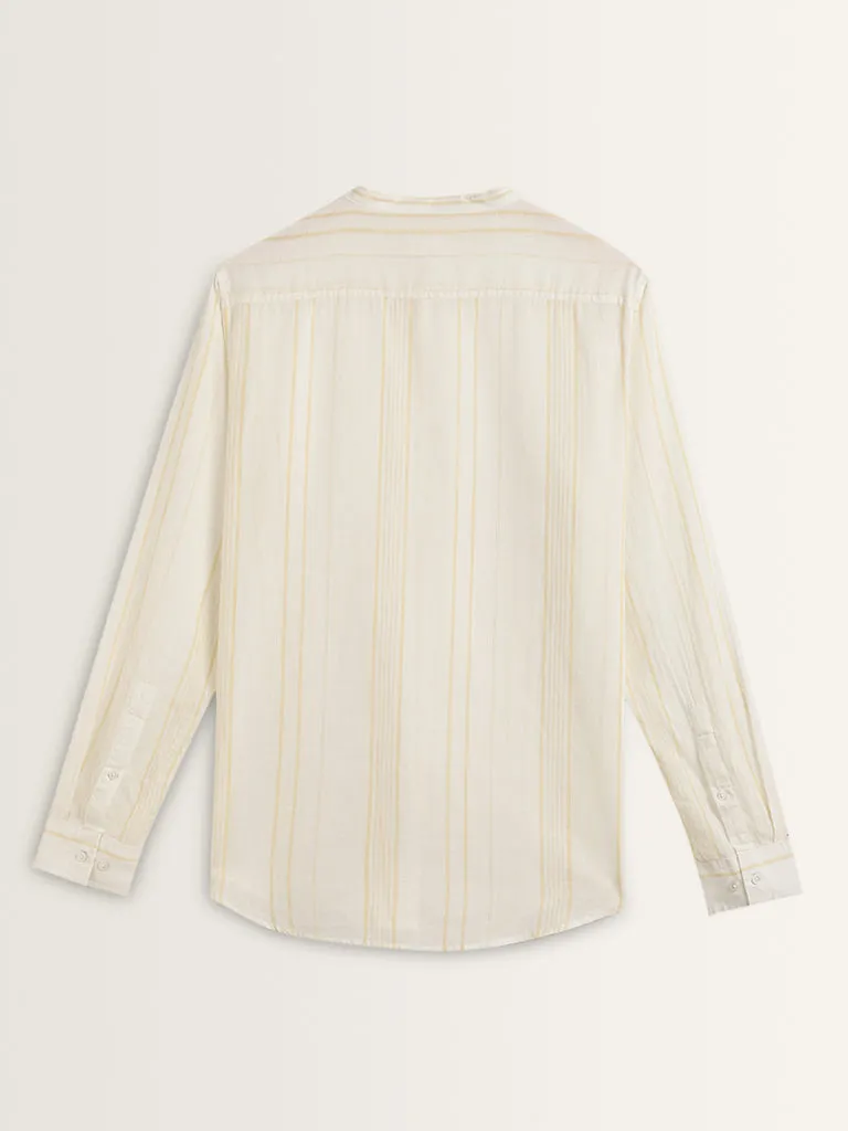 ETA Light Yellow Striped Resort-Fit Cotton Shirt