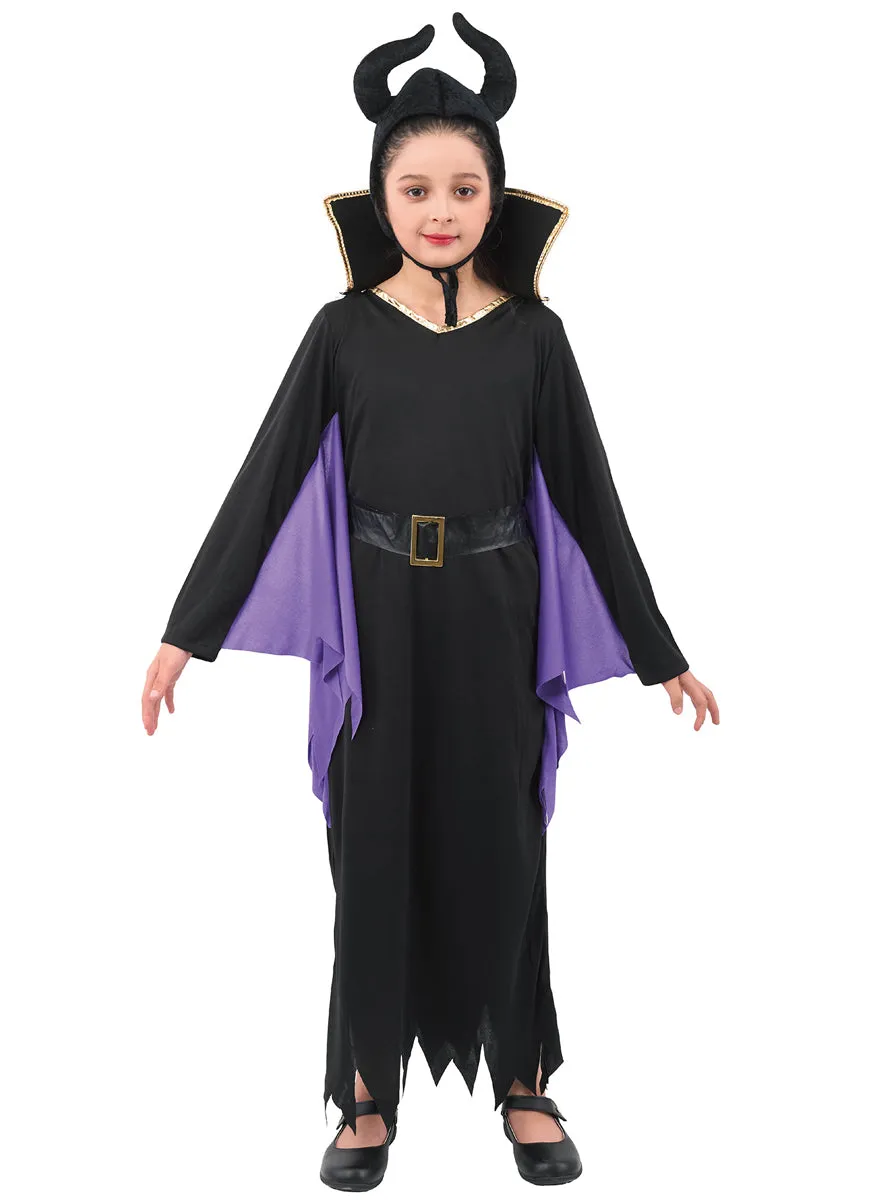 Evil Fairy Girls Purple And Black Halloween Costume