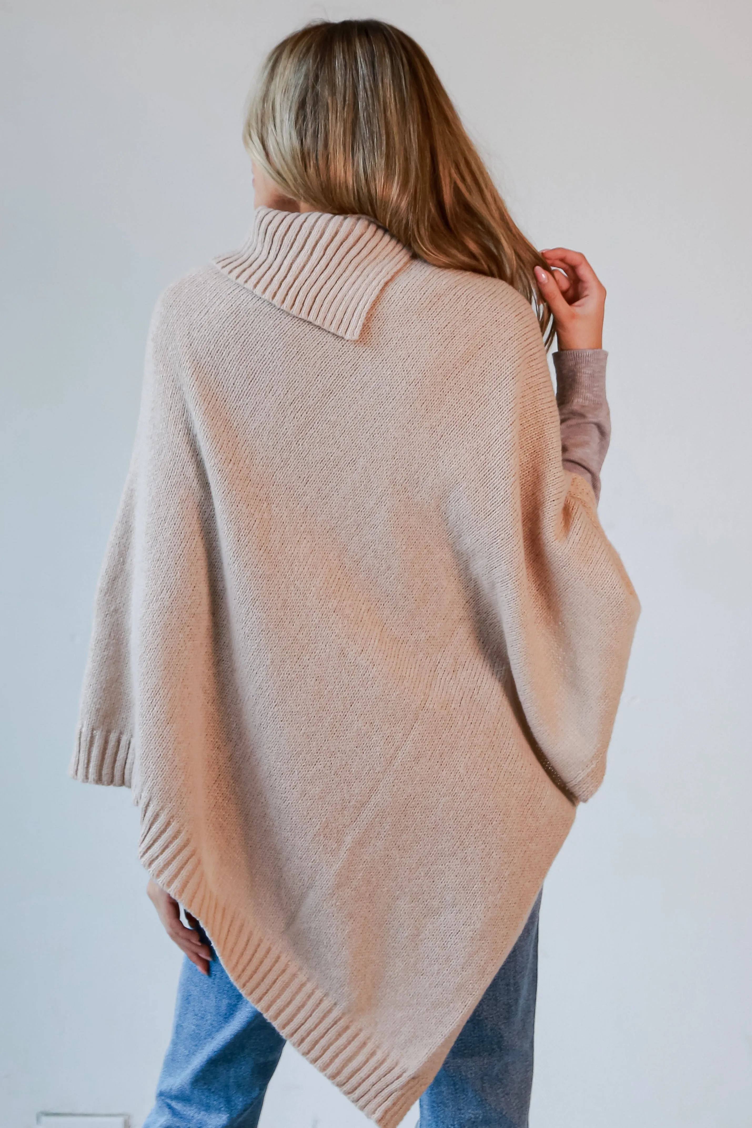 FINAL SALE - Coziest Pick Beige Cable Knit Poncho - DOORBUSTER