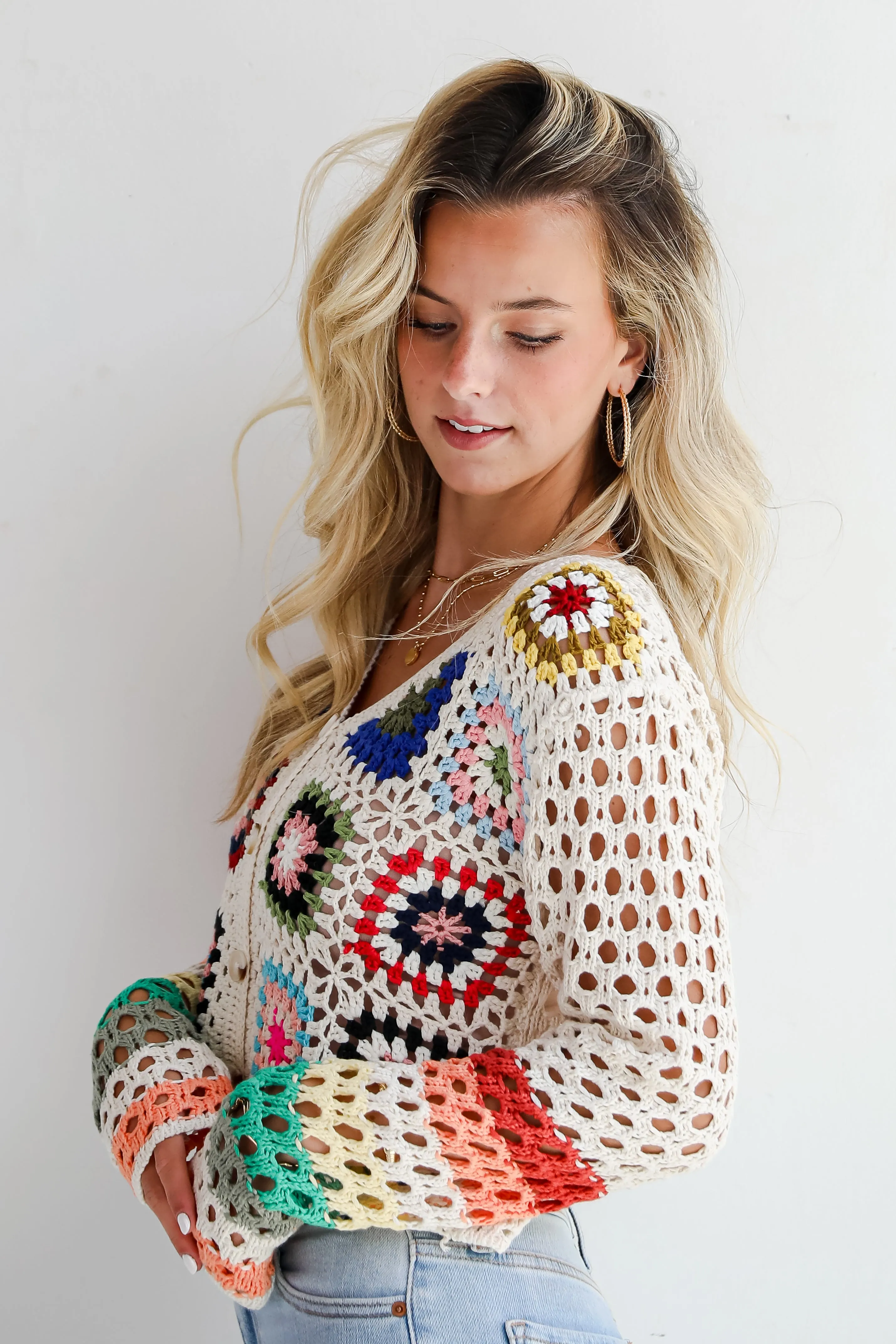 FINAL SALE - Vibrant Crush Ivory Crochet Knit Top