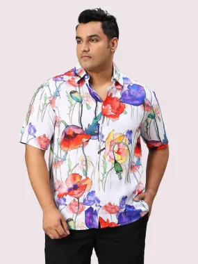 Flora Digital Printed Half Sleeve Men's Plus Size Shirt