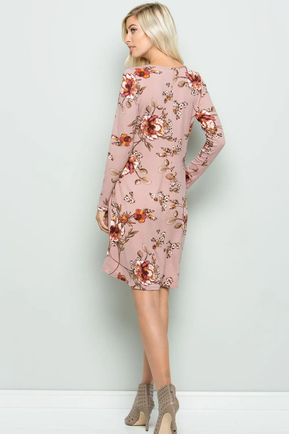 Floral Jersey Dress Style 5172 in Mauve