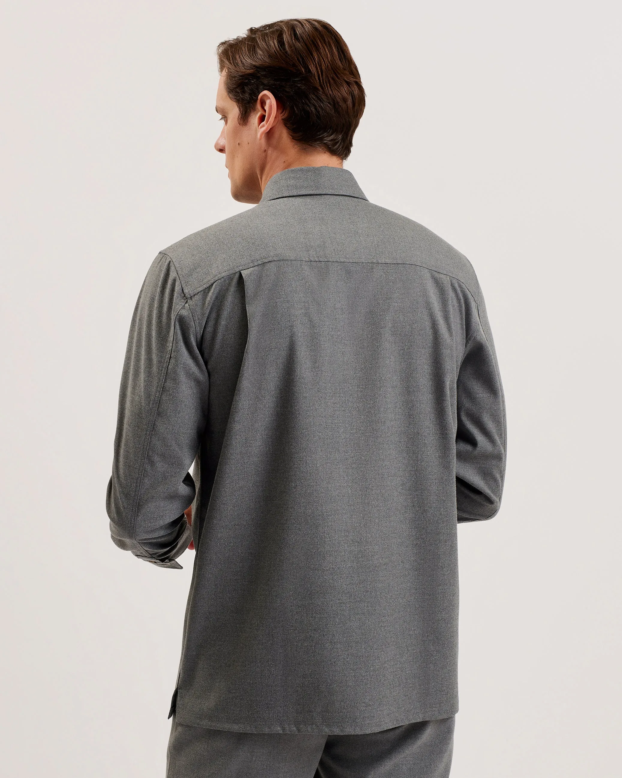 Gaius Ls Oversized Wool Blend Shirt Lt-Grey