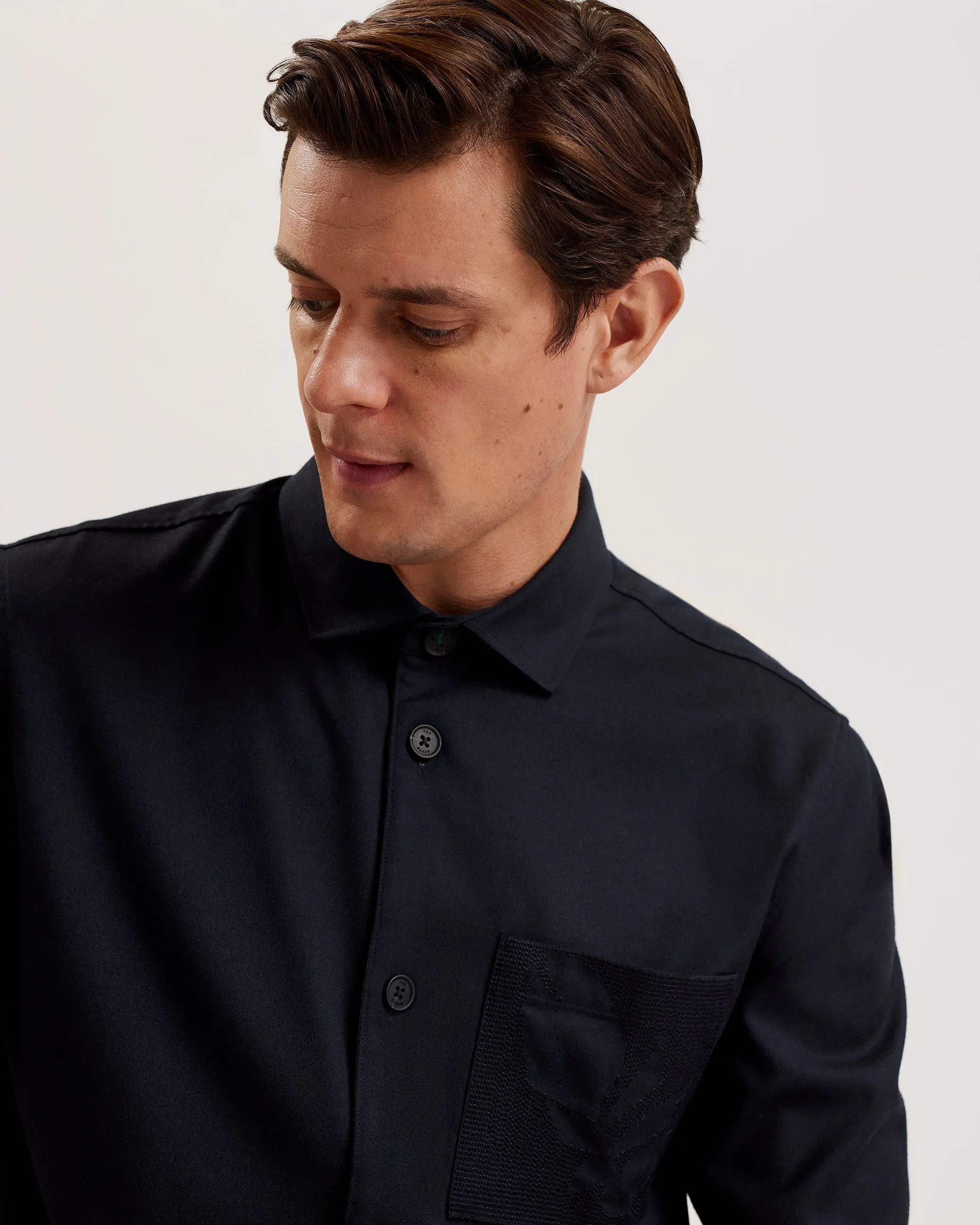 Gaius Ls Oversized Wool Blend Shirt Navy