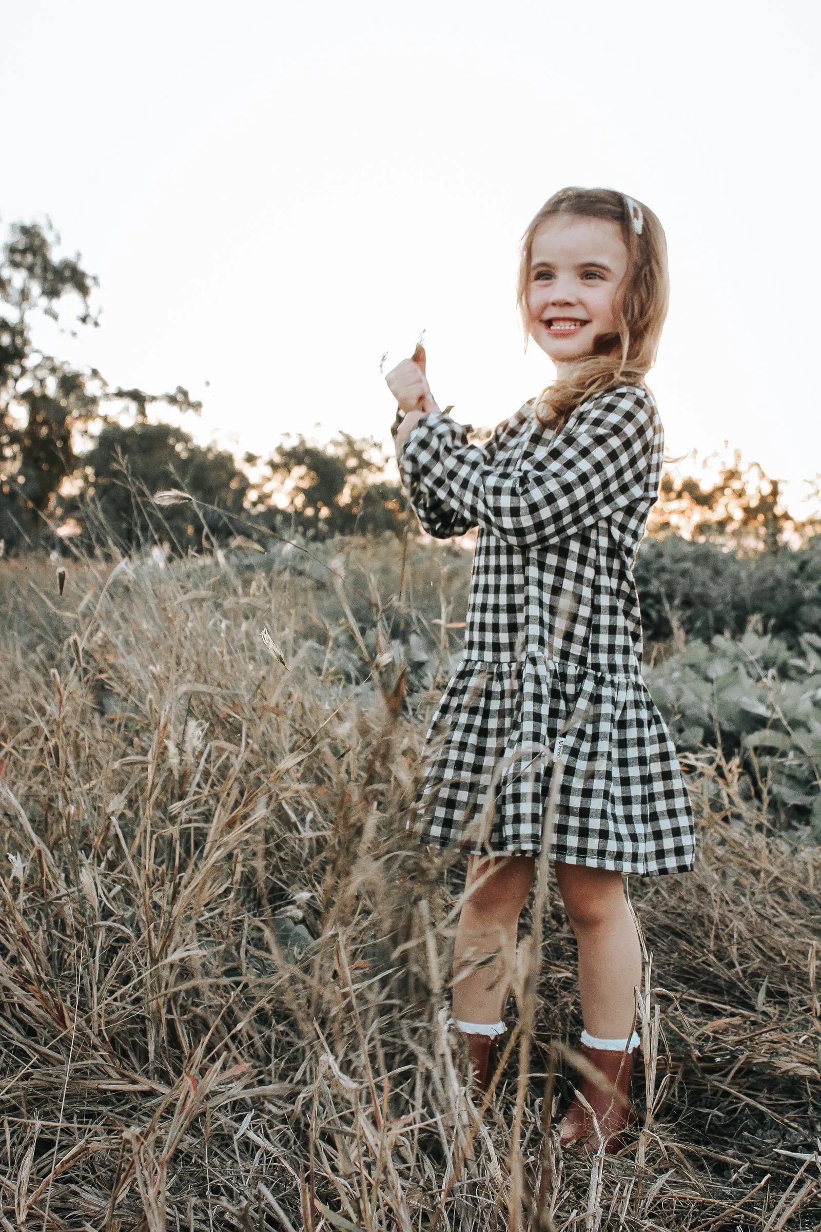 Girls Frankie Dress - Black Check