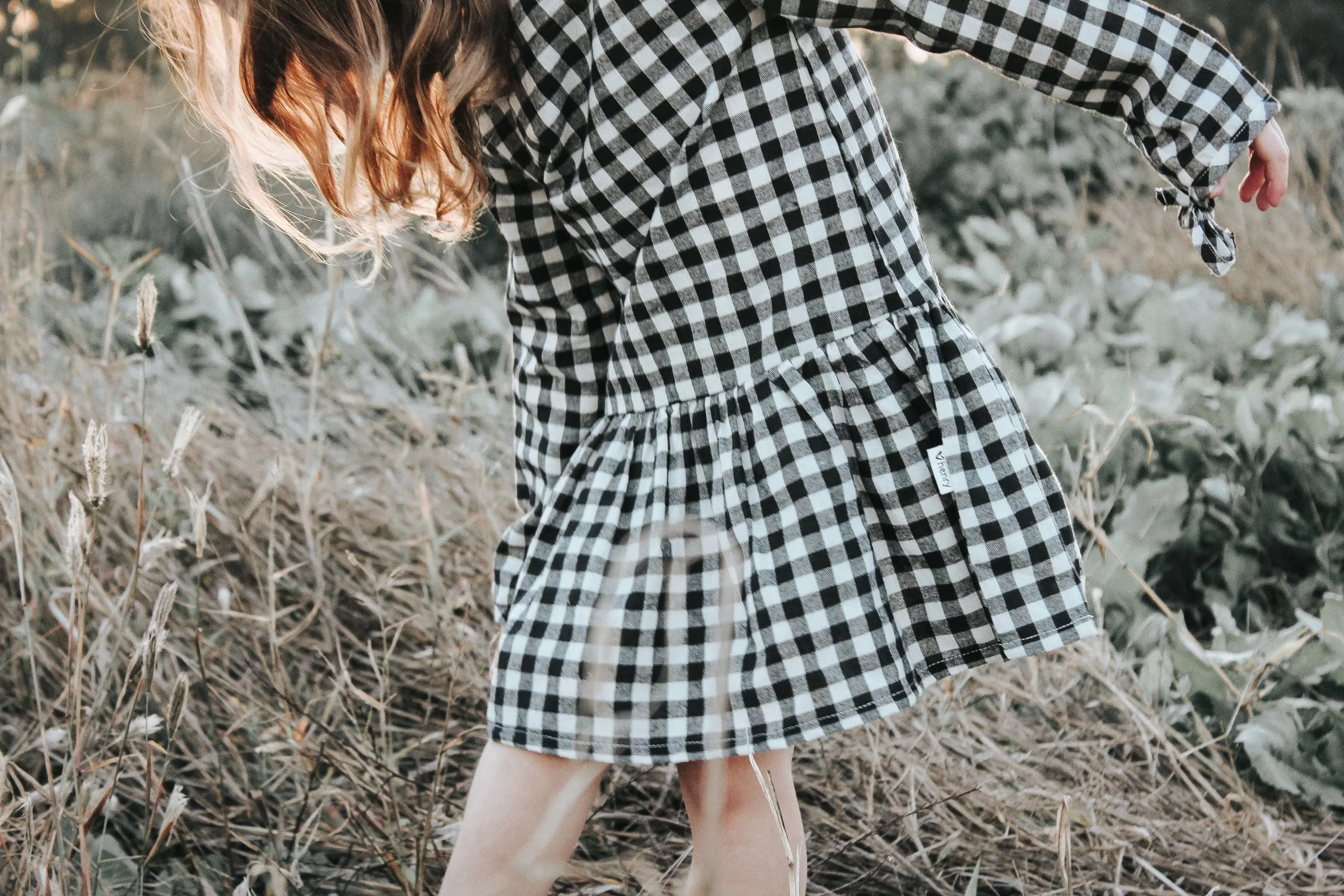 Girls Frankie Dress - Black Check