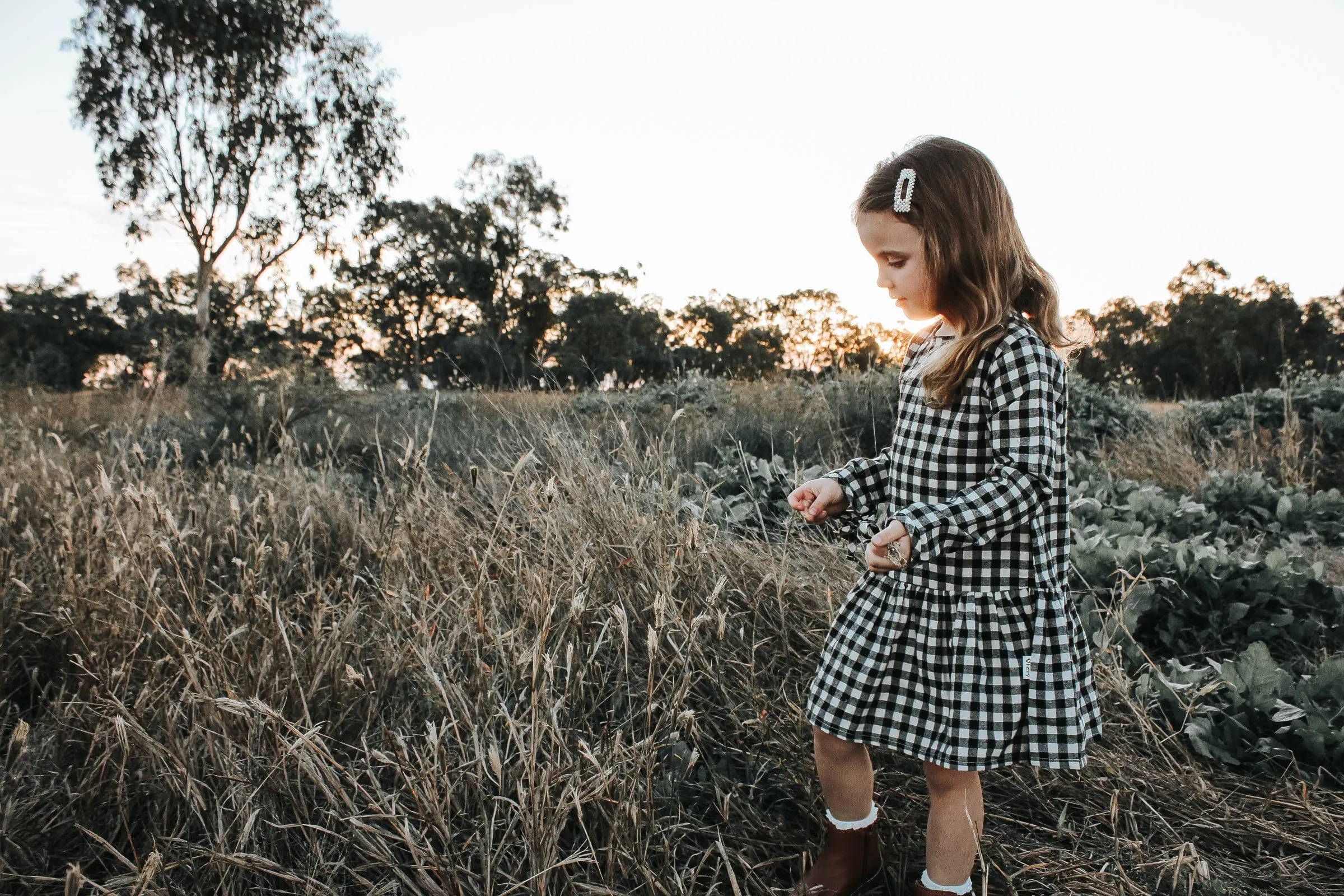 Girls Frankie Dress - Black Check