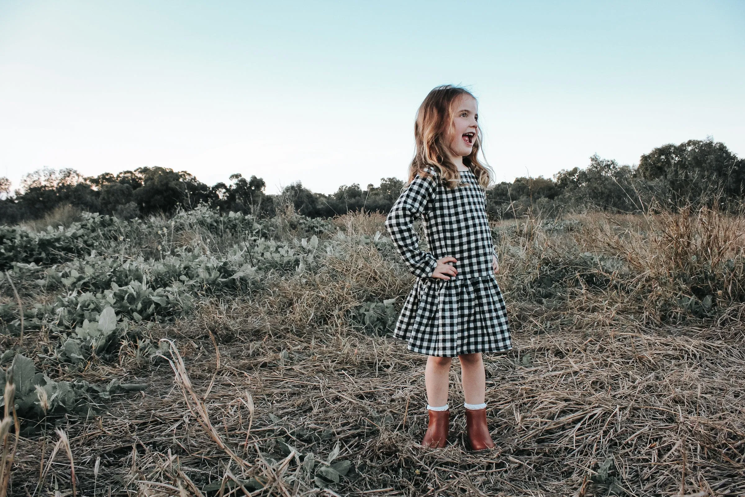 Girls Frankie Dress - Black Check