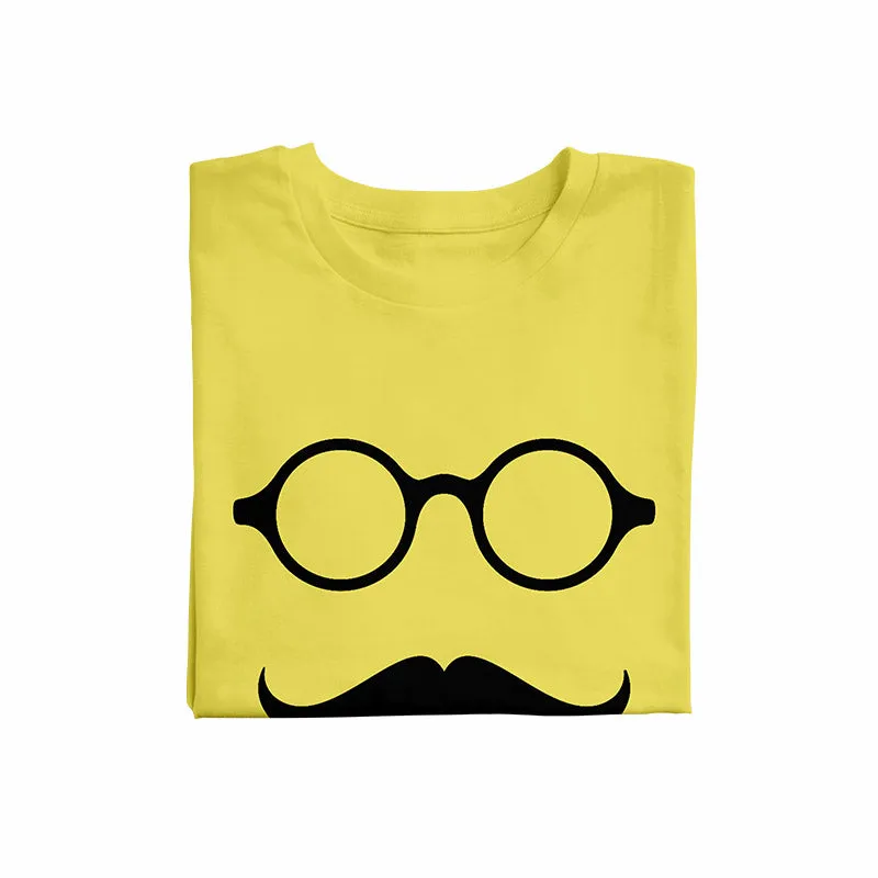 Glass with mustache yellow Unisex T-Shirt