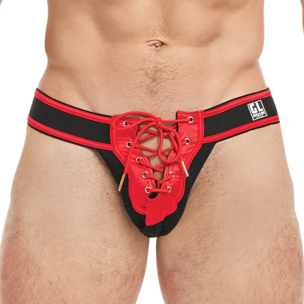 Goal Line Lace-Up Jockstrap Red