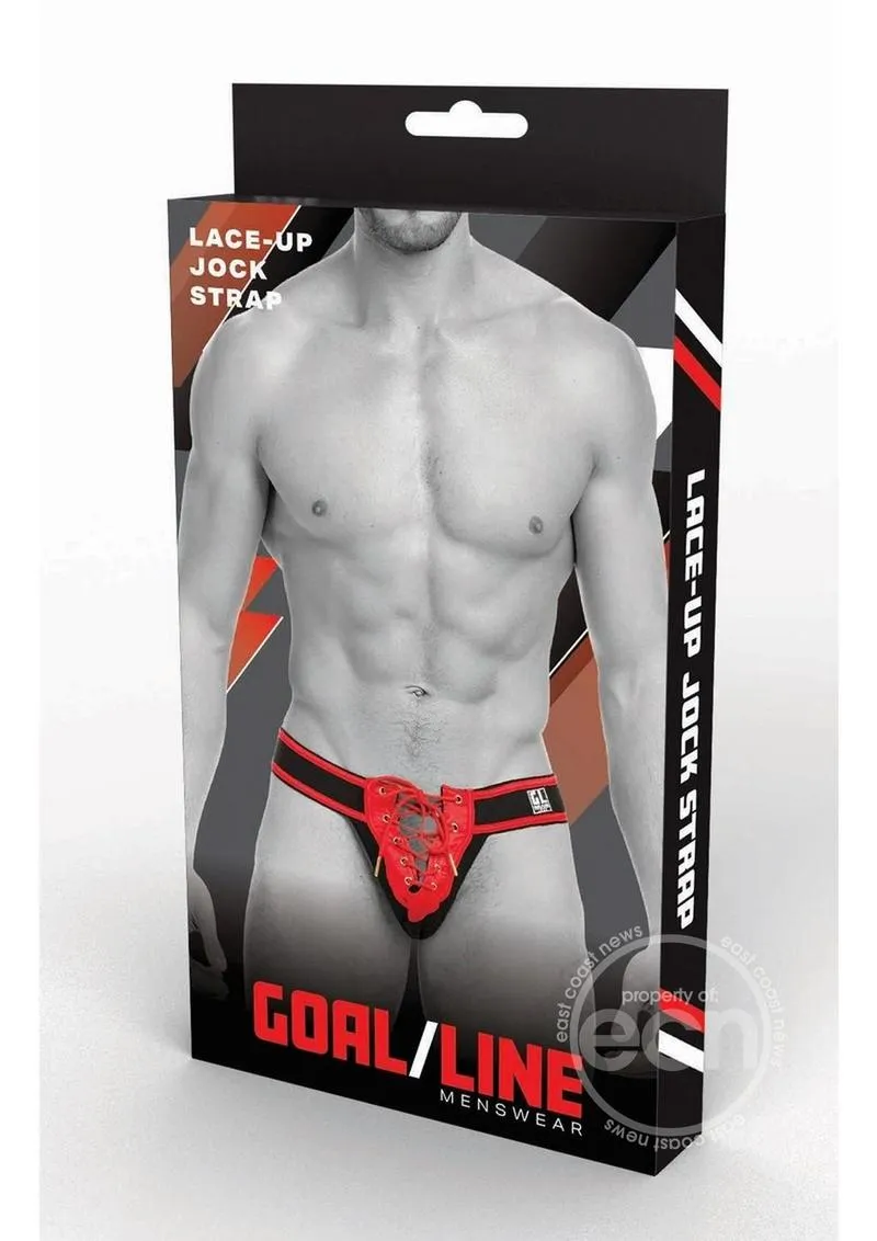 Goal Line Lace-Up Jockstrap Red