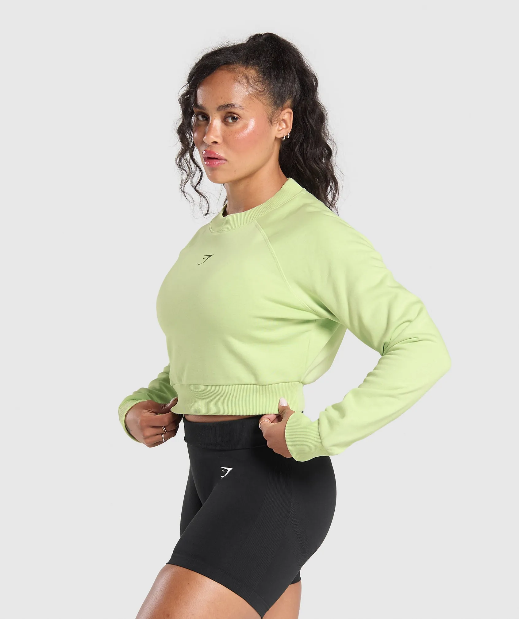 Gymshark Dumbells & Deadlifts Crop Sweater - Pastel Sage Green