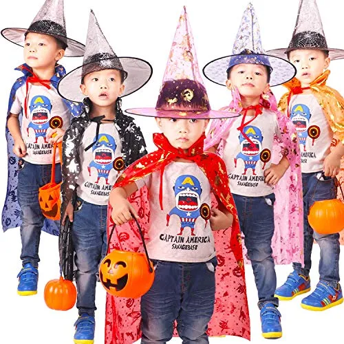 Halloween Cloak Cape Unisex Children Role Play Dress up Costume (Cape & Hat only)-Red