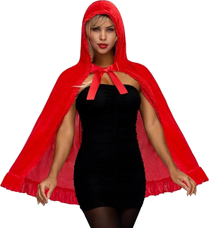 Halloween Floral Red Riding Hood Cape for Adult Women