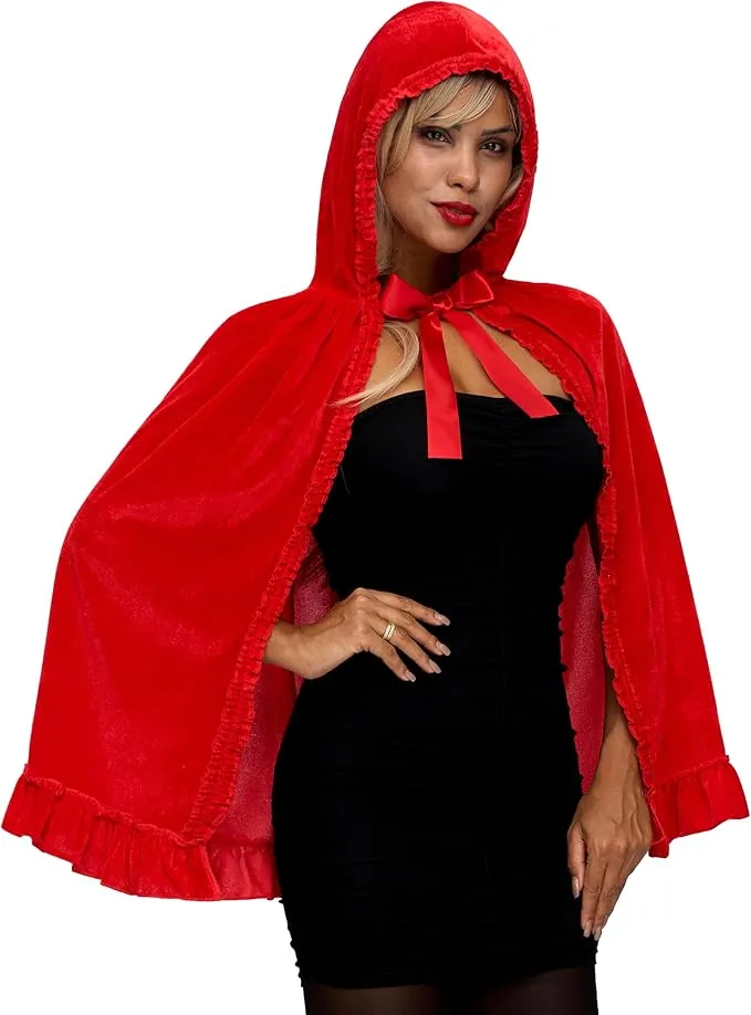 Halloween Floral Red Riding Hood Cape for Adult Women