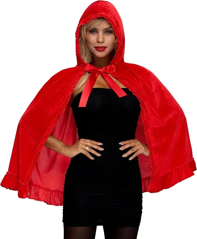 Halloween Floral Red Riding Hood Cape for Adult Women