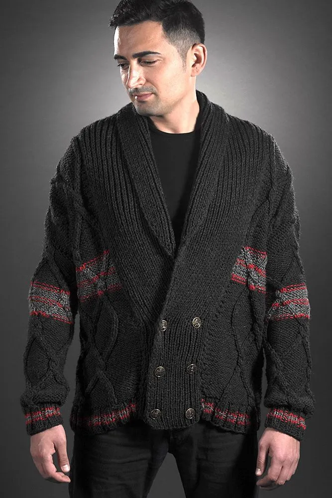 Hand Knit Men's Cardigan, Peruvian Wool/Alpaca