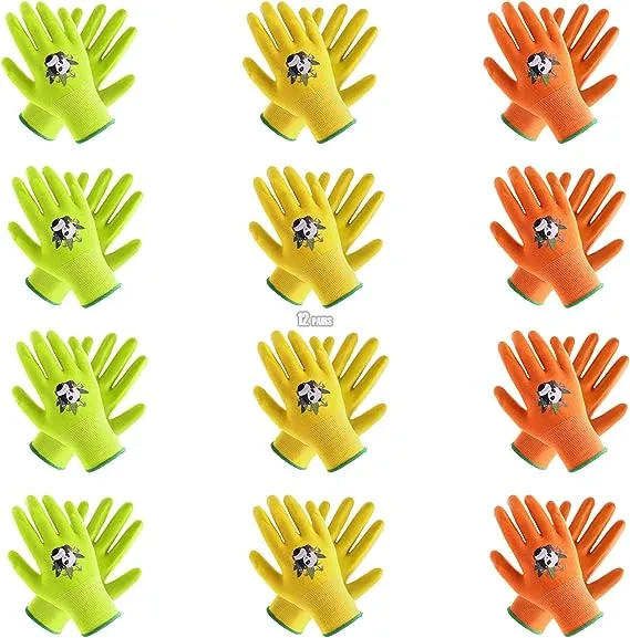 Handlandy Children Gardening Gloves with Rubber Coated Palm 51404142 (3/6/12 Pairs)