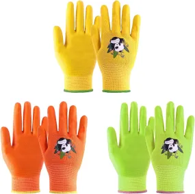 Handlandy Children Gardening Gloves with Rubber Coated Palm 51404142 (3/6/12 Pairs)