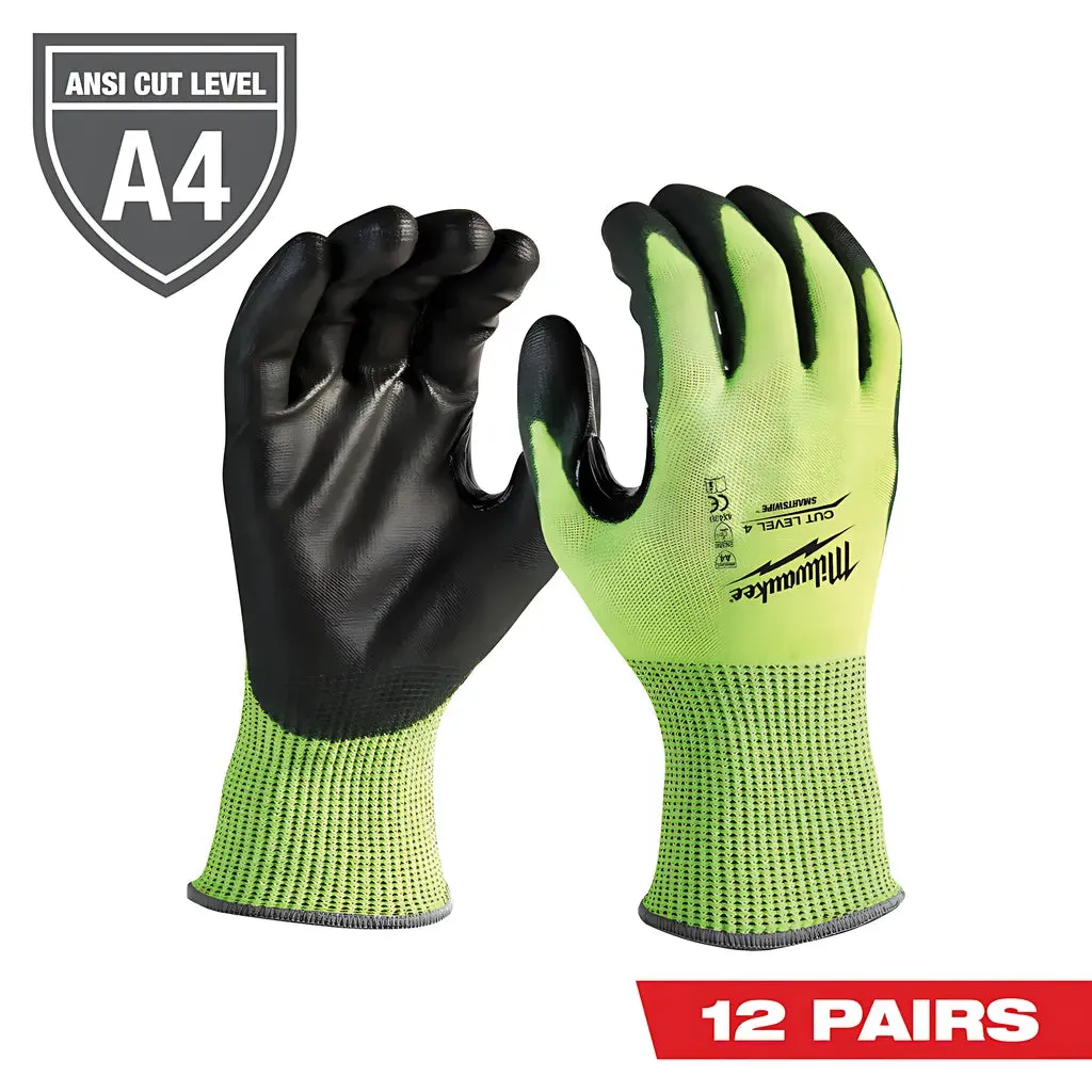 High Visibility Cut Level 4 Polyurethane Dipped Gloves - L