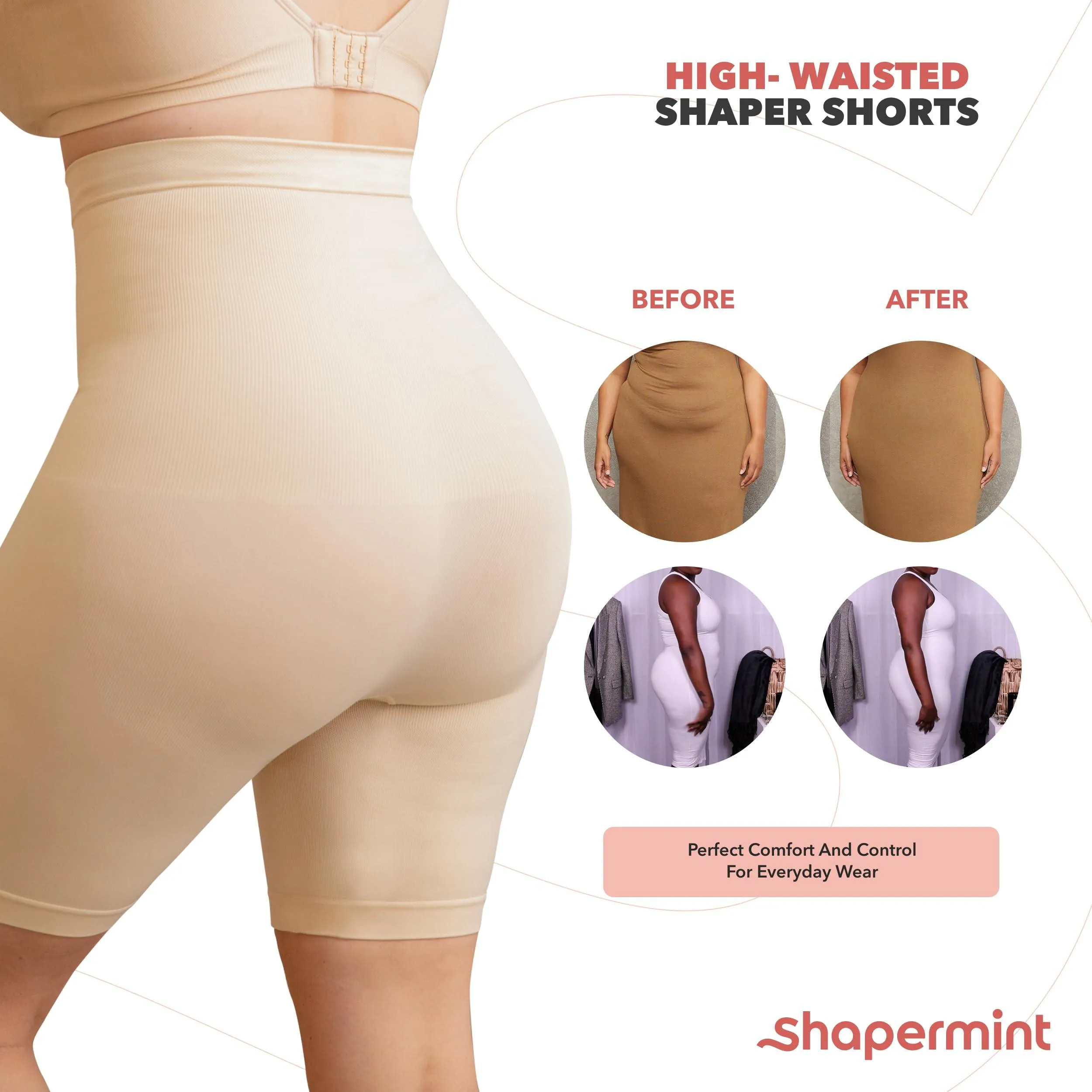 High Waisted Shapewear Shorts - Body Shaper