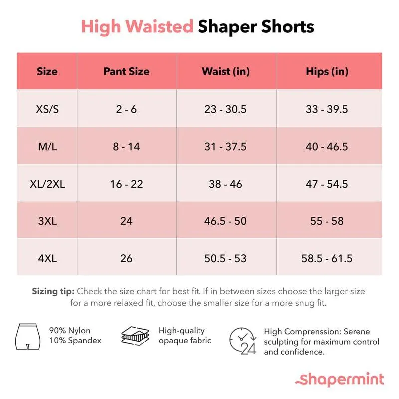 High Waisted Shapewear Shorts - Body Shaper